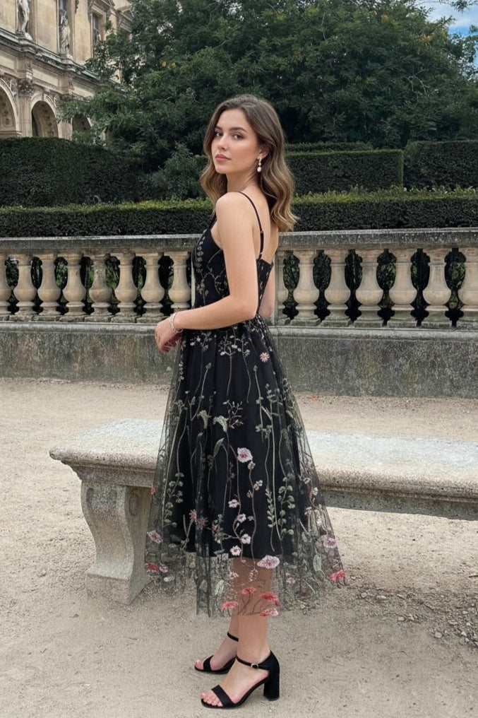 Party Mesh Flowered A Embroidery for Gown Line Summer