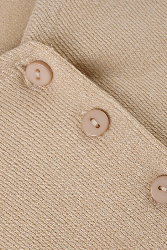 Button Front Knit WaistTie Mini Dress