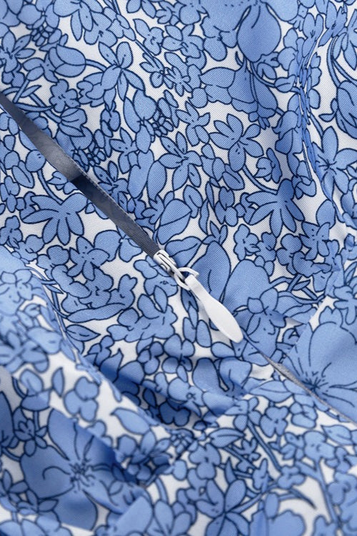Long Sleeve Pleated Waist Short Floral Dress