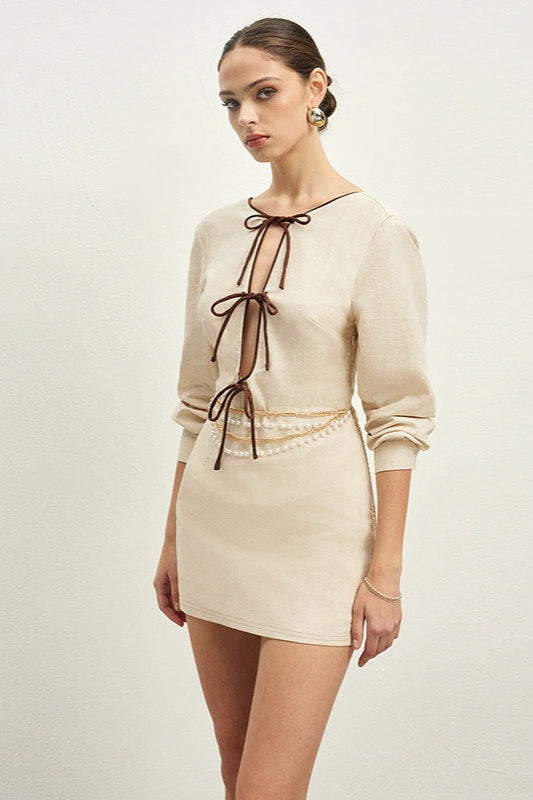 Lace Up Cutout Back Mini Dress