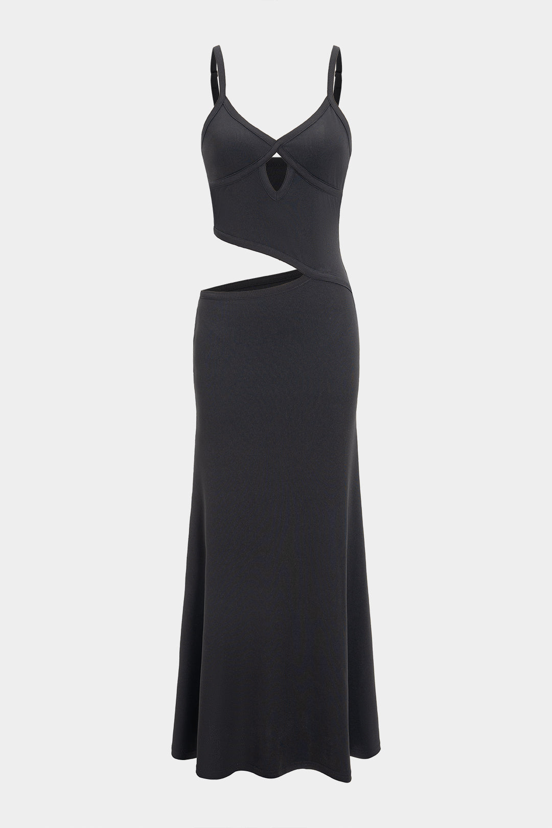 Cut Out V Neck Patchwork Sleeveless Slip Maxi Dress