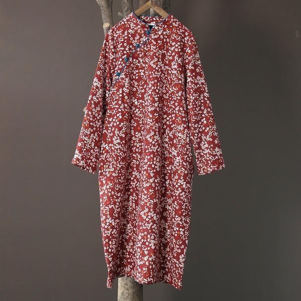Omychic Loose Retro Fleeced Winter Robe Dress Female 2020 Fleece Dresses