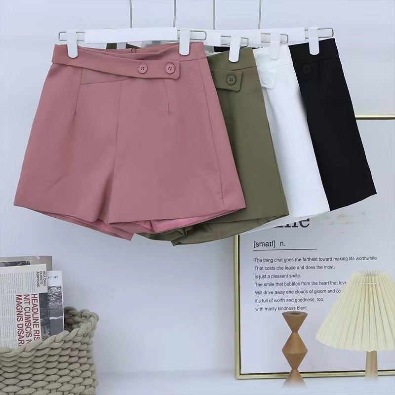 Asymmetric Waist High Rise Shorts