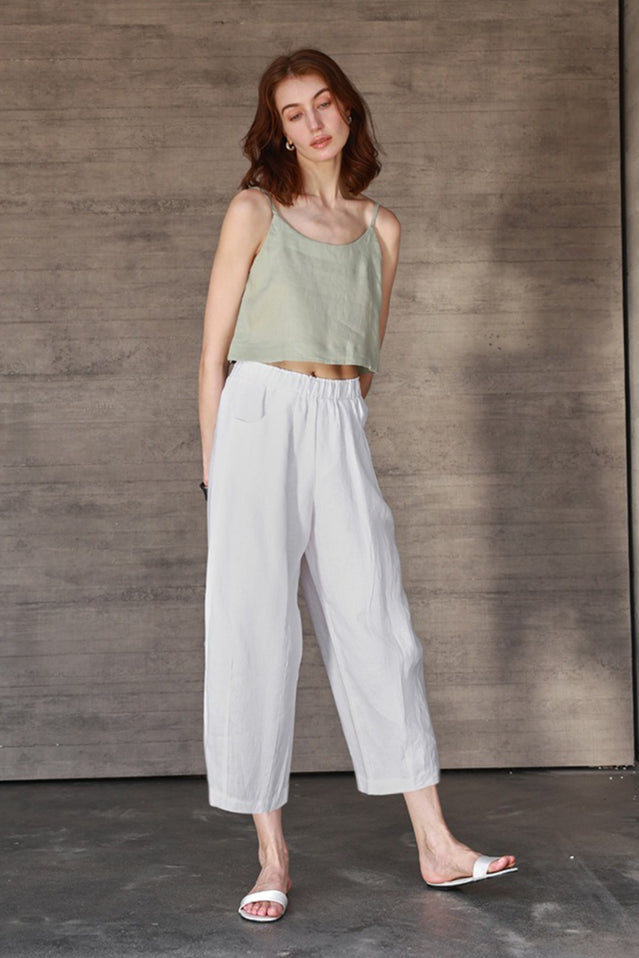 Linen Cropped Balloon Pants