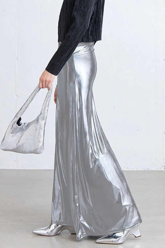 Silver Satin Reflective Skirt