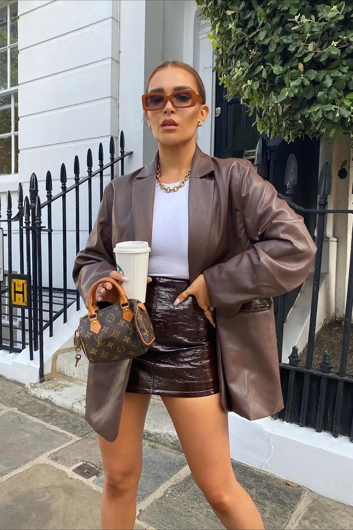 SingleBreasted PU Blazer