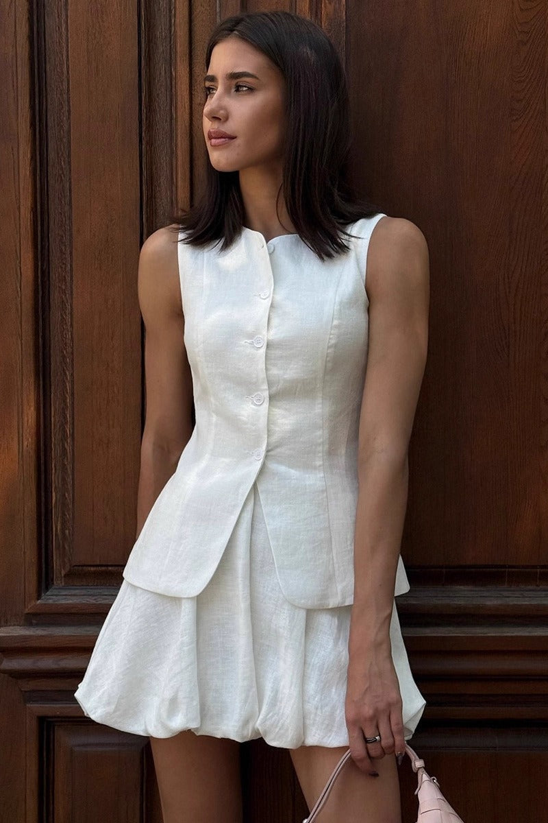 Vest Bubble Skirt Sweet Two Piece Work Set