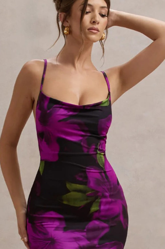 OpenBack Floral Maxi Party Dress