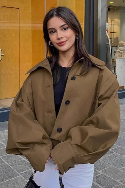 Pleated Lapel Loose Jacket