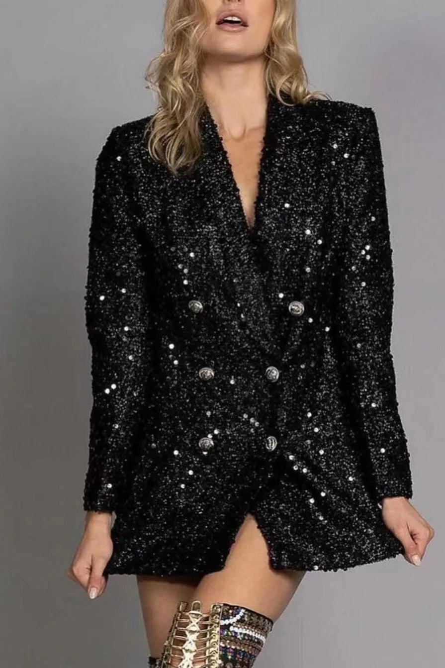 Sequin DoubleBreasted Blazer