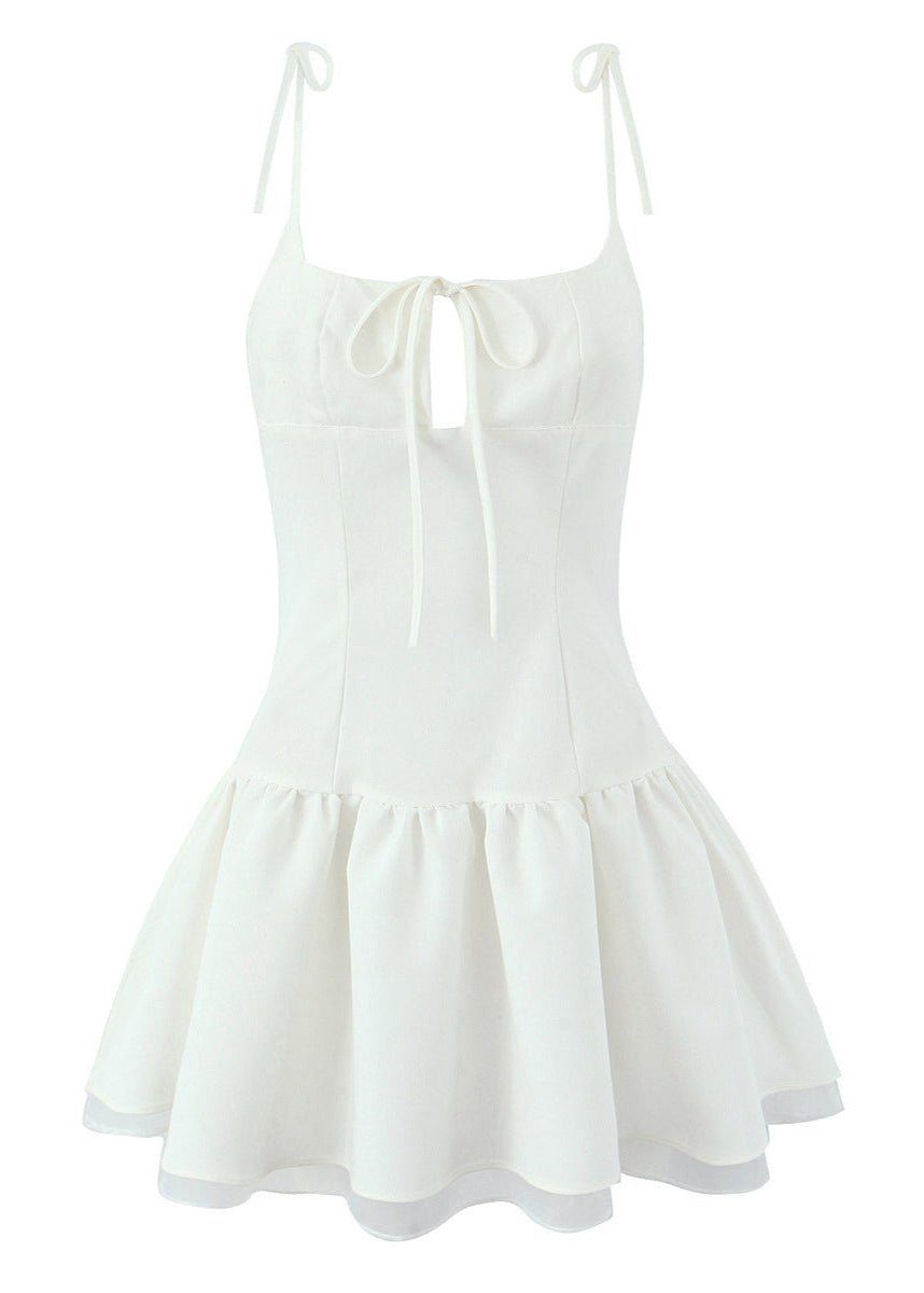 Ivory Ruffle Trim Mini Dress