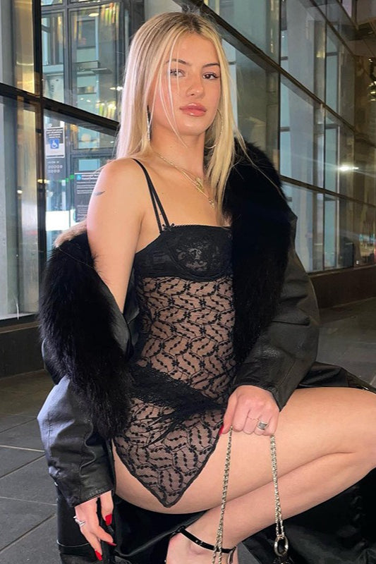 Sheer Side Slip Tank Mini Dress