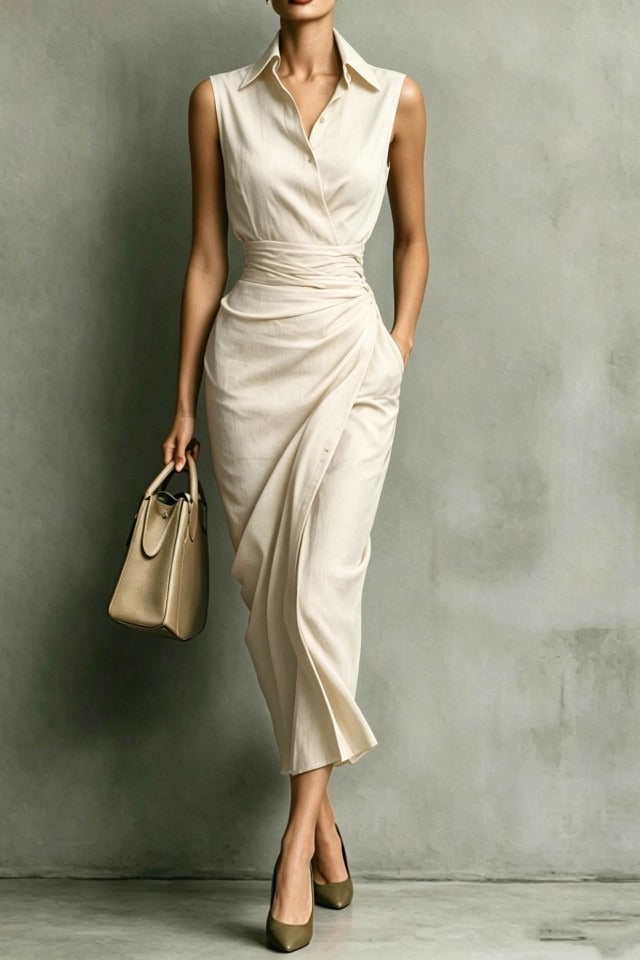 Asymmetric Sleeveless Slim Chic Work Dress