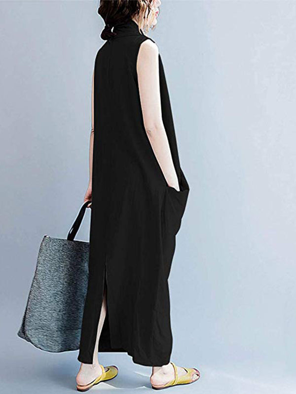 V-Neck Sleeveless Twist Front Draped Loose Cocoon Maxi Dress 7