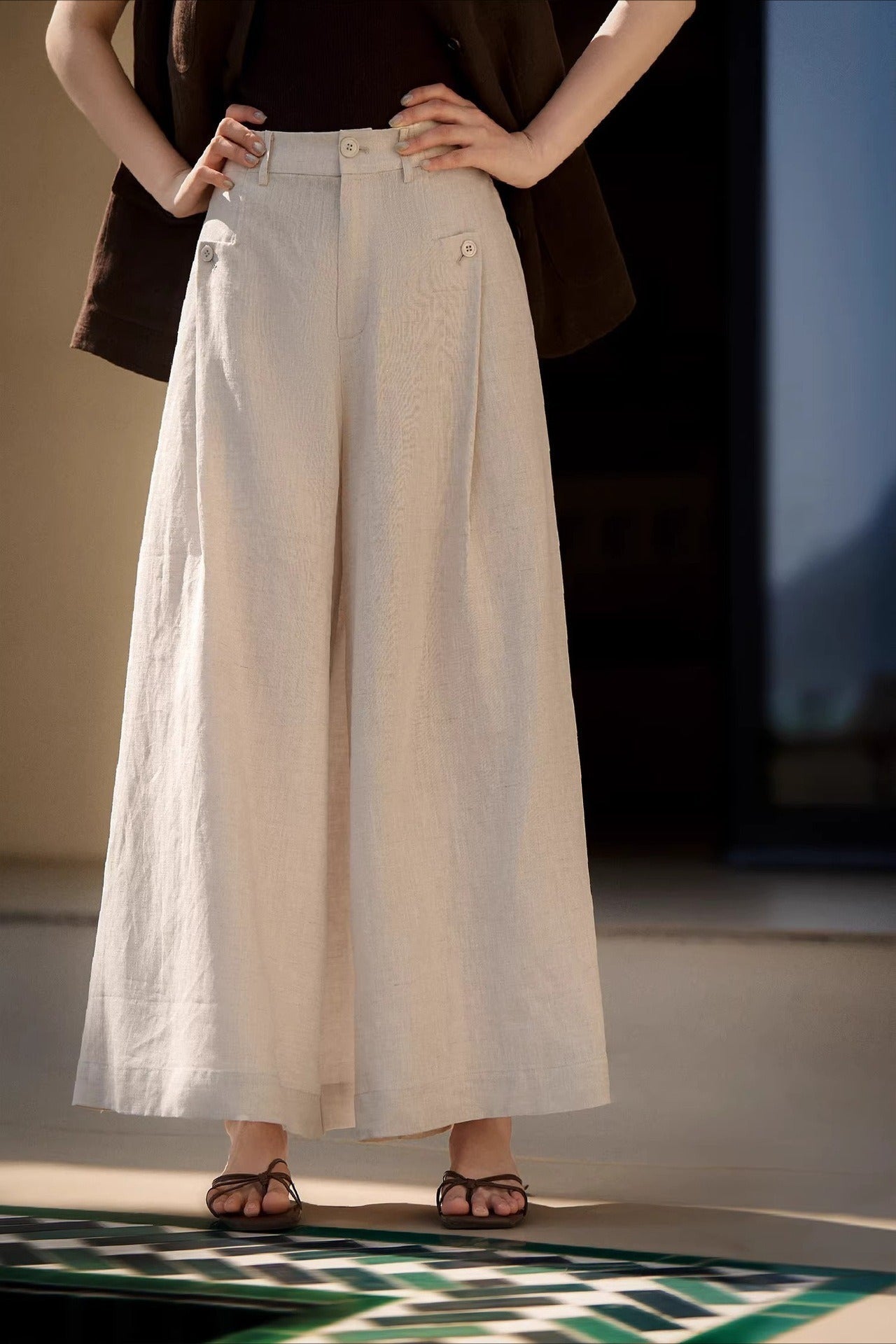 Breezy Linen Relaxed Wide Leg Pants