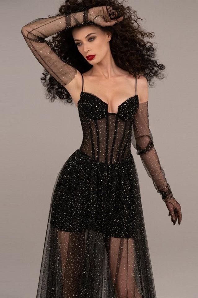 Crystal Embellished Stylish Corset Gown