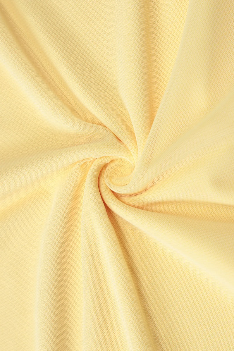 Yellow Spaghetti Strap Sweetheart Neck Scallop Trim Ruched Mermaid Maxi Dress 11