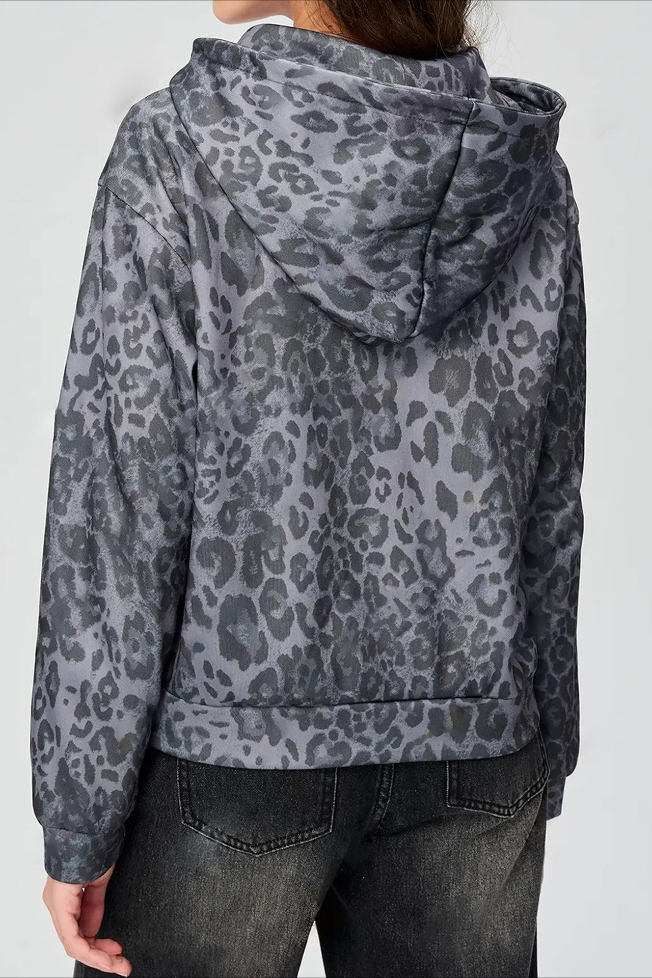 Solid Backless Mesh Zip Hoodie