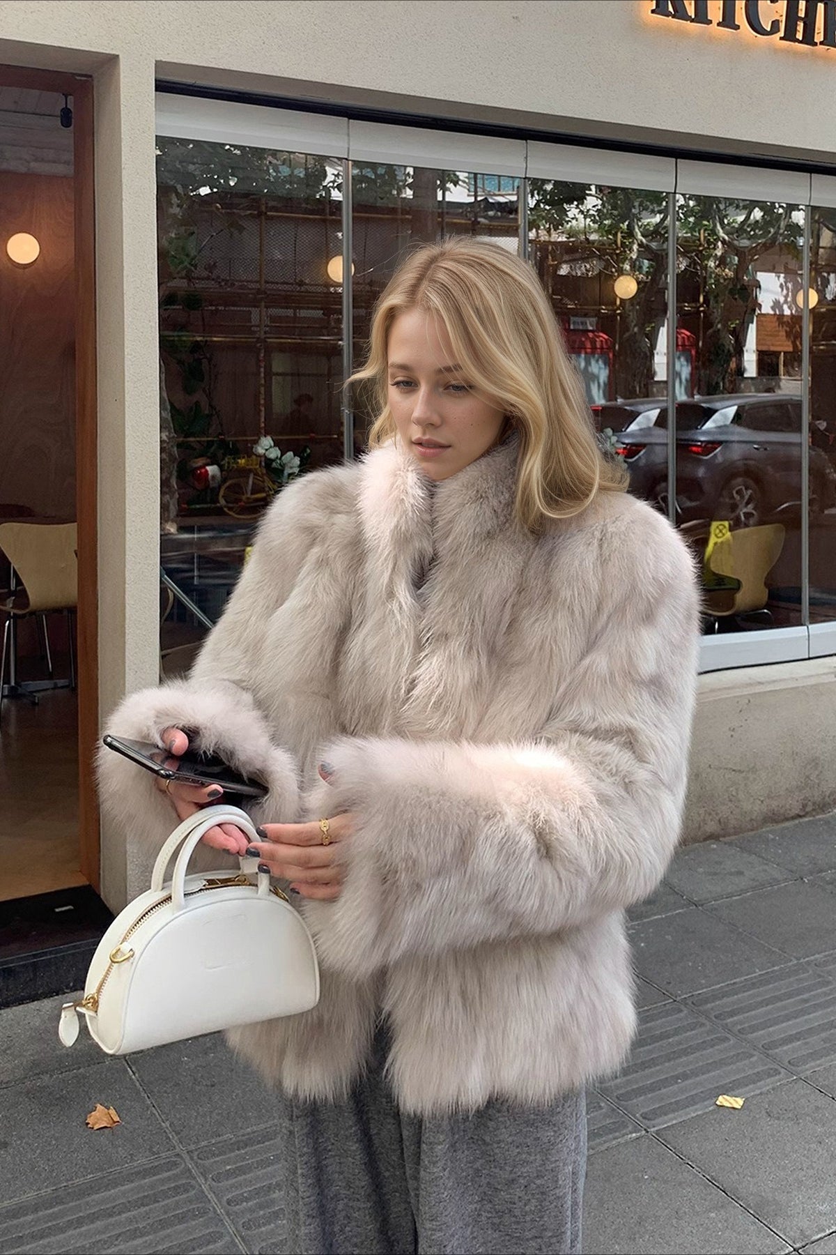 Faux Fox Fur Stand Collar Short Fluffy Warm Coat