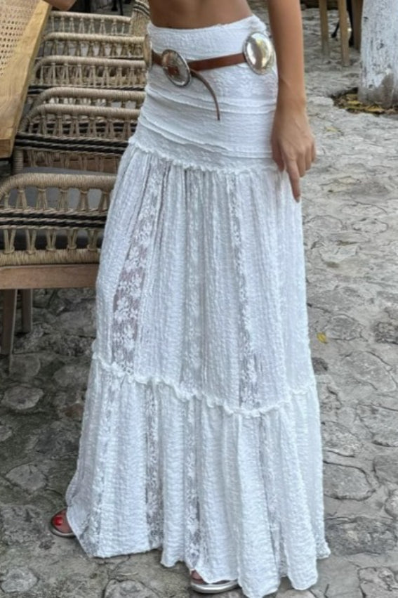 Sheer Floral High-Slit Skirt