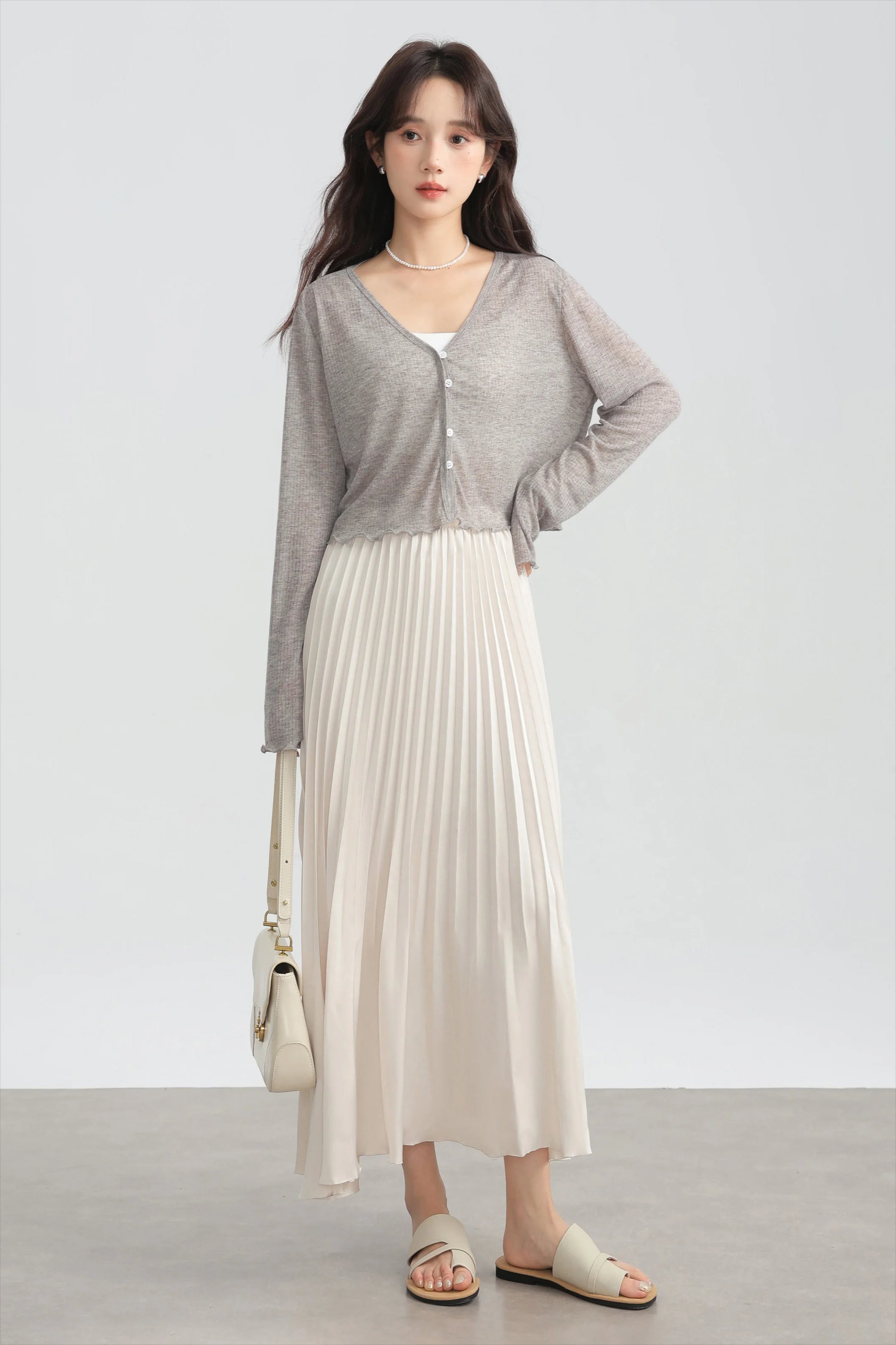 Tencel VNeck Cropped Cardigan