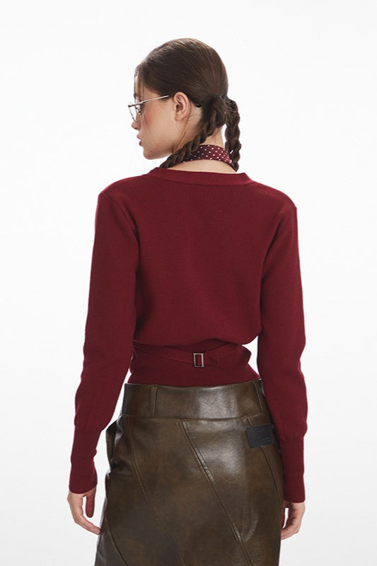 Vintage VNeck Draped Knit Top