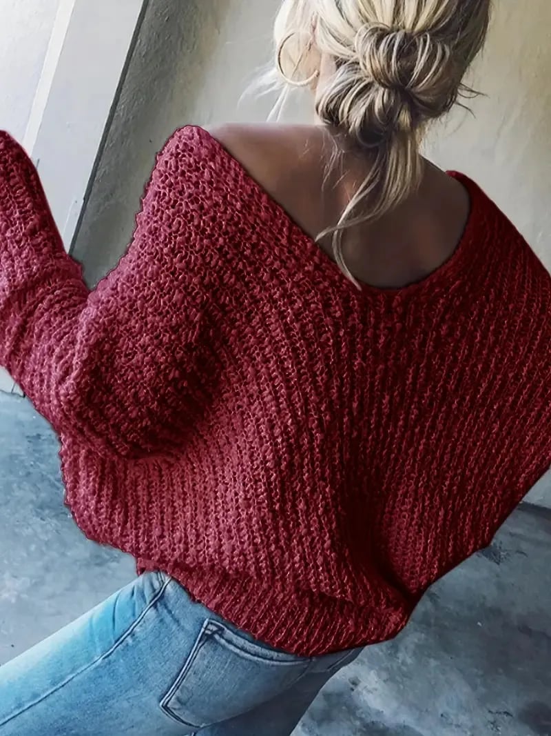Off-the-Shoulder Sweater Loose Lightweight Pullover Top
