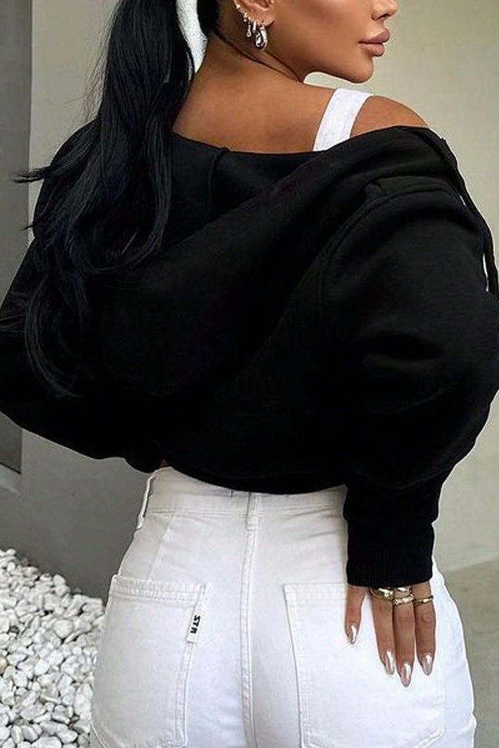 Long Sleeve Zip-Up Casual Sexy Hoodie
