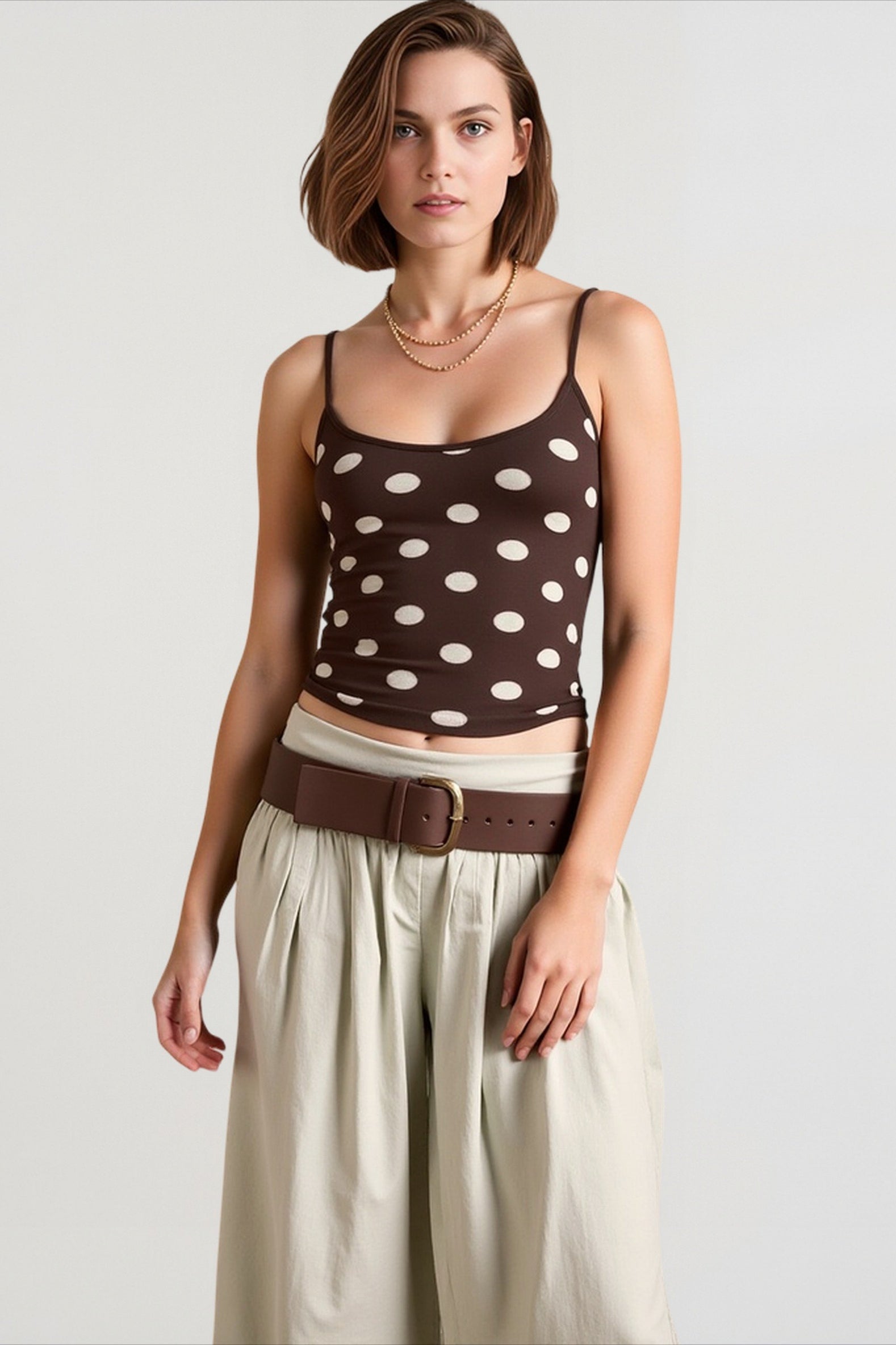 Slim fit polka dot cami top