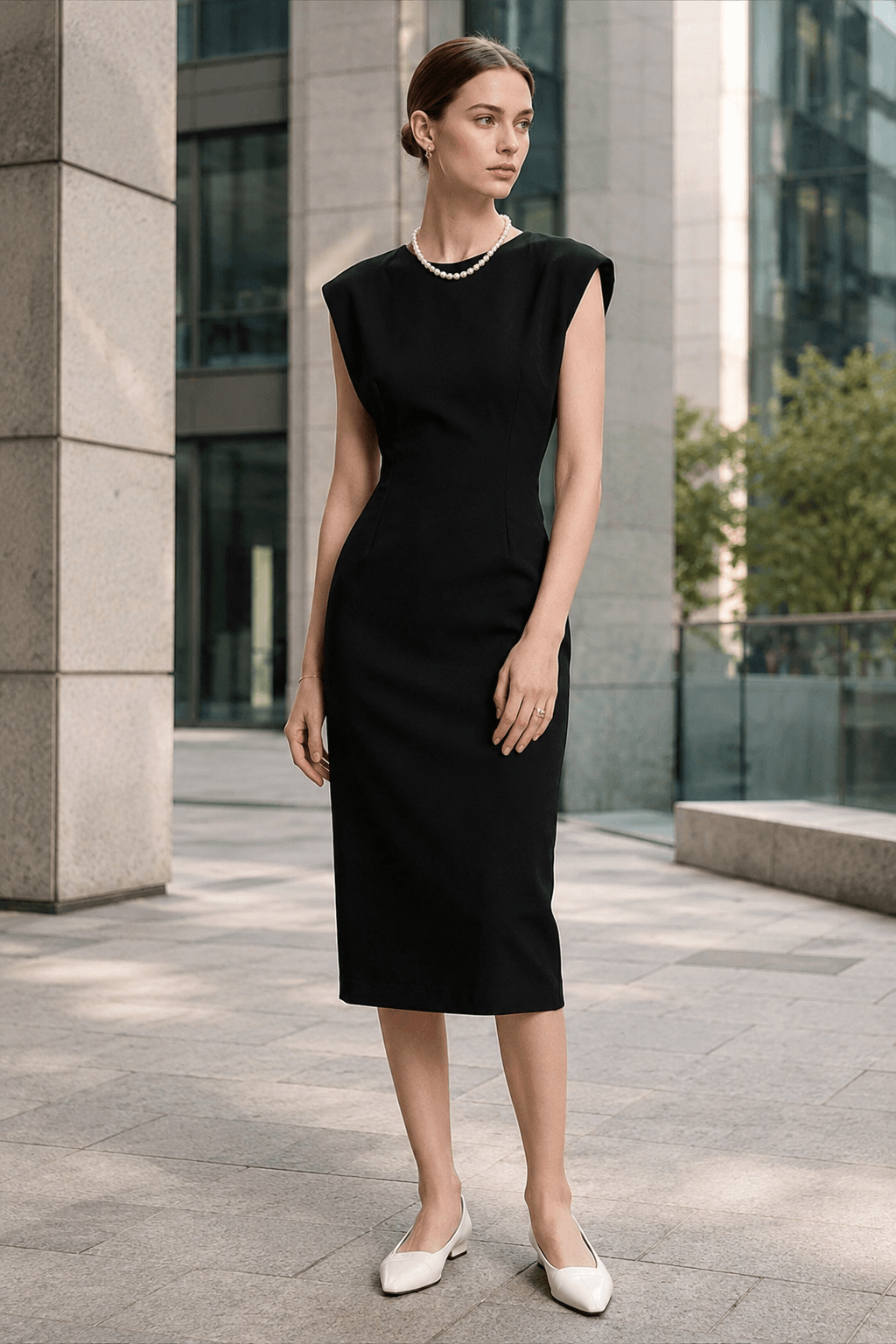 Sleeveless High Waist Slim Work Dress