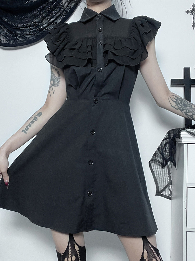 Mall Harajuku EGirl Mesh Patchwork Black Slim ALine Party Grunge Aesthetic Streetwear Dress