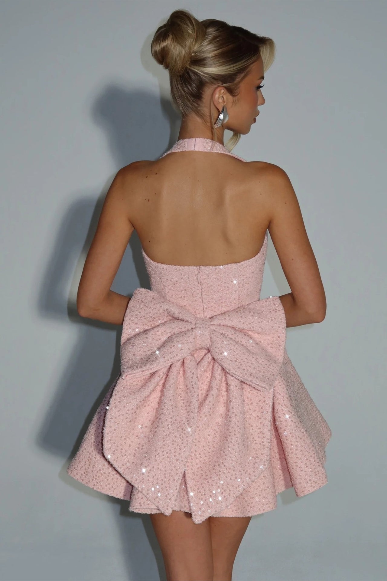 Square Neck Halter Bow Sleeveless Party Dress