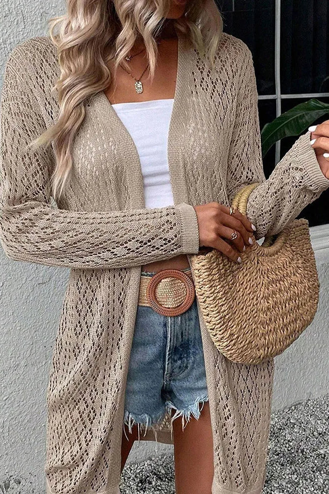 Hollow Knit VNeck Cardigan