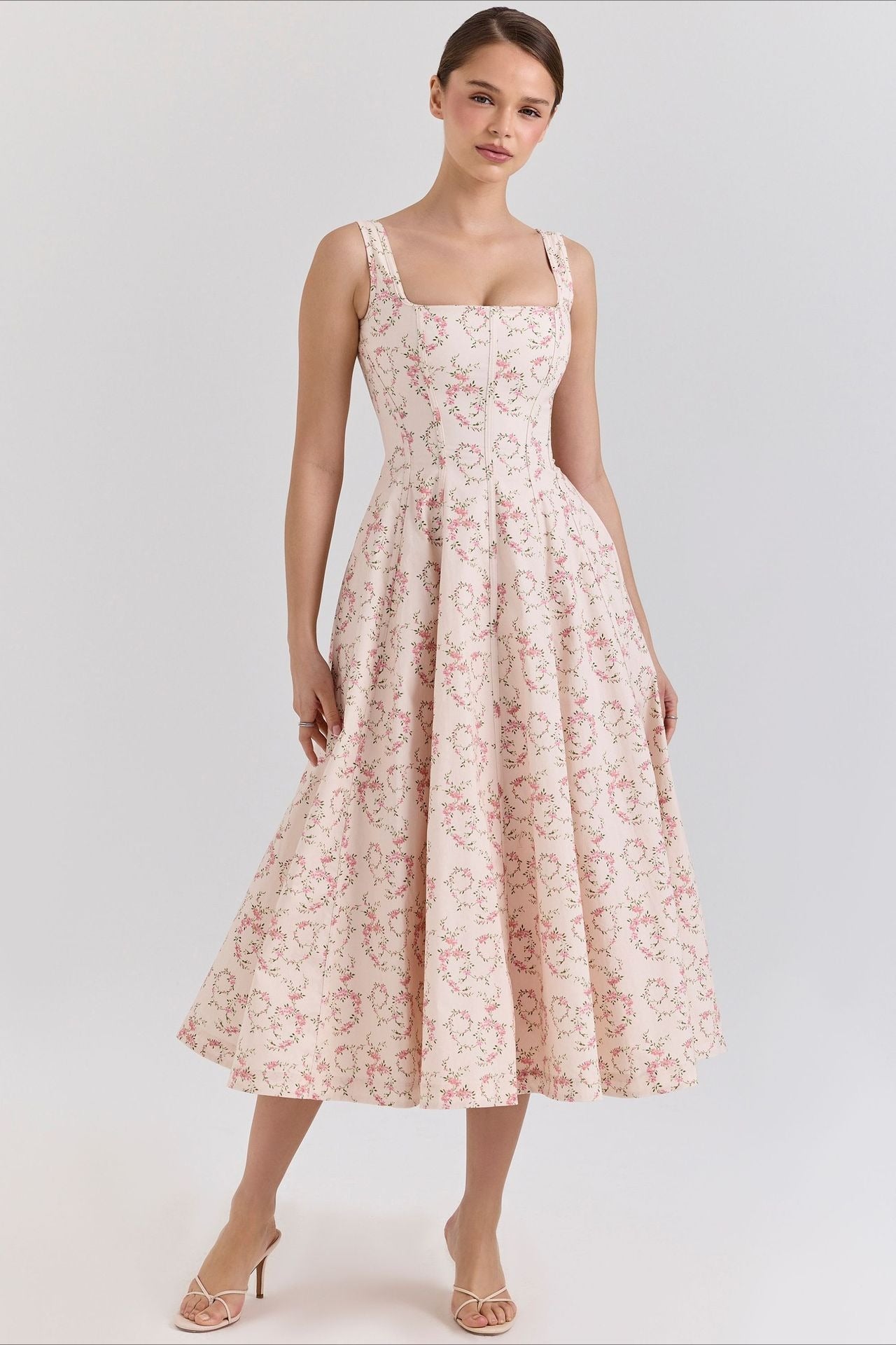 Off Shoulder Tie Strap Midi Dress