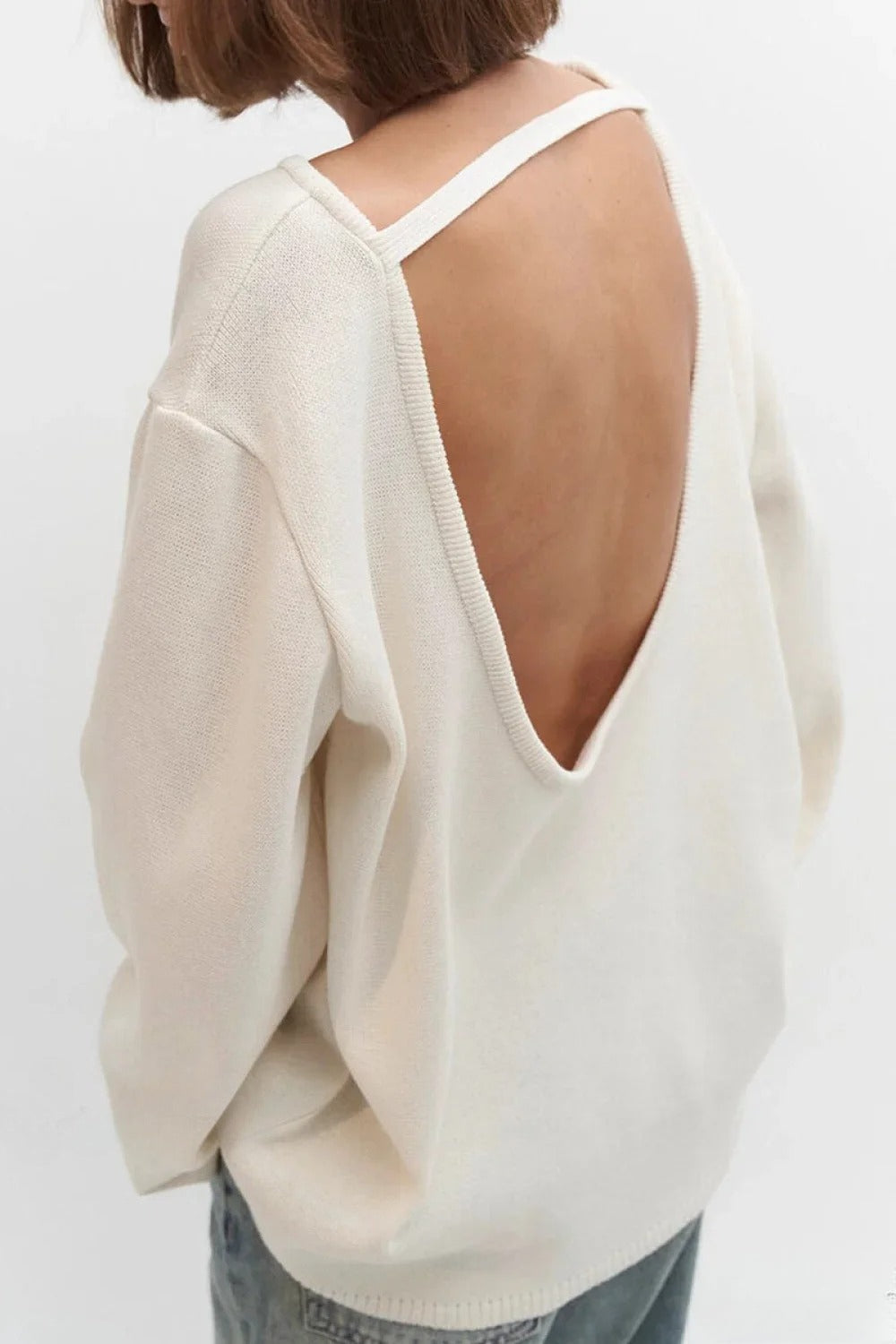 Cotton Loose Fit OffShoulder Knit Sweater