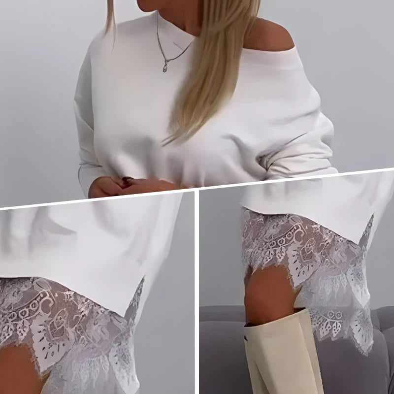lace trim slit loose midi skirts