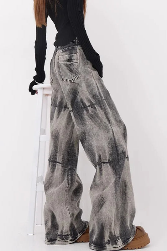 TieDye Loose StraightLeg Jeans