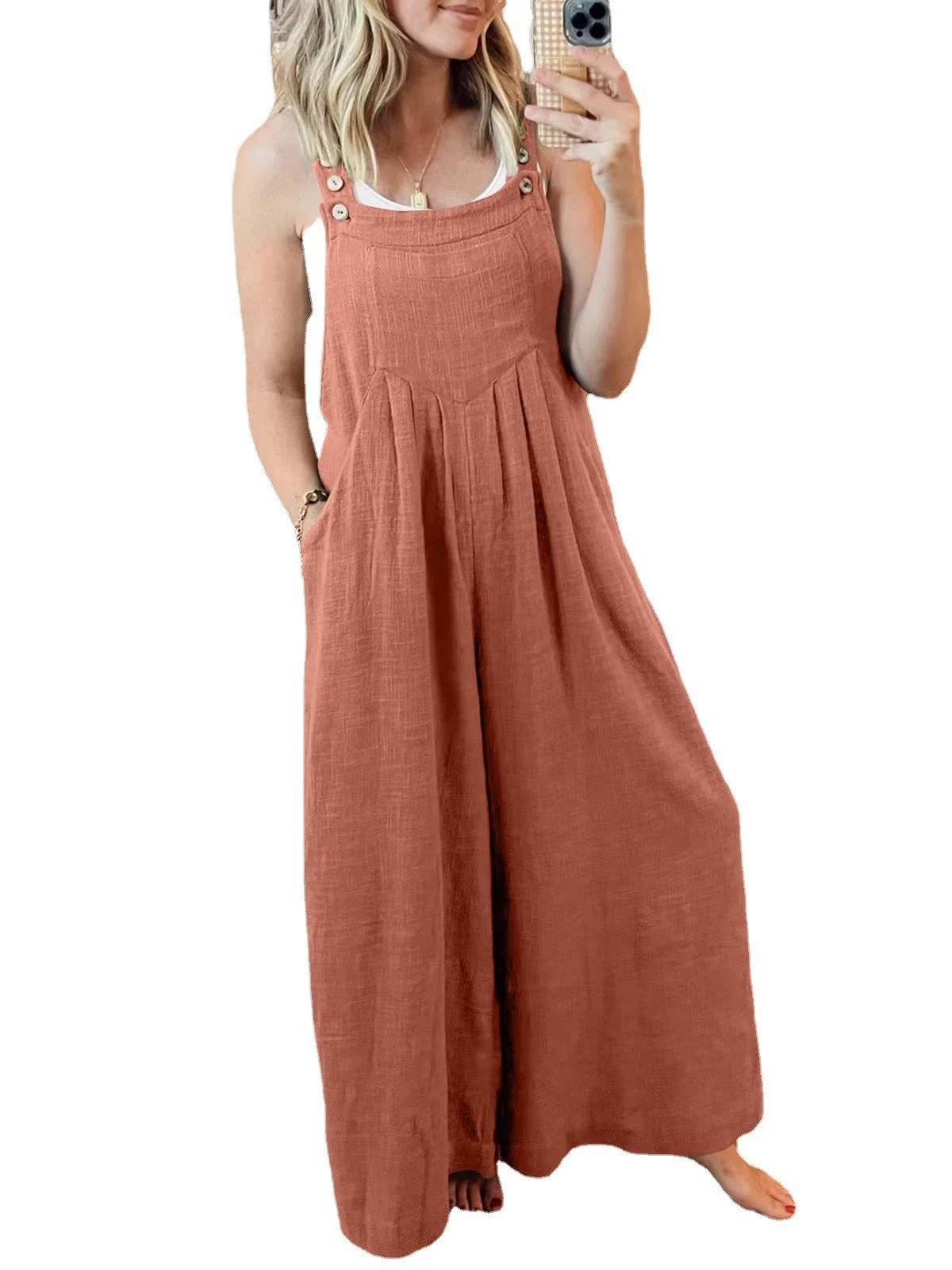 SALE PLUS SIZE WIDE LEG OVERALLS JUMPSUIT