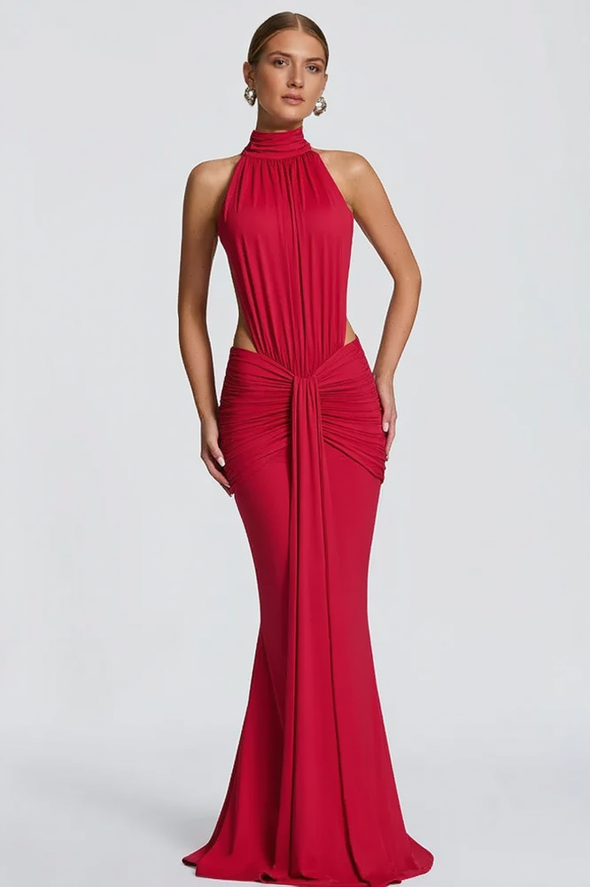 Solid Backless Mermaid Bodycon Party Dress
