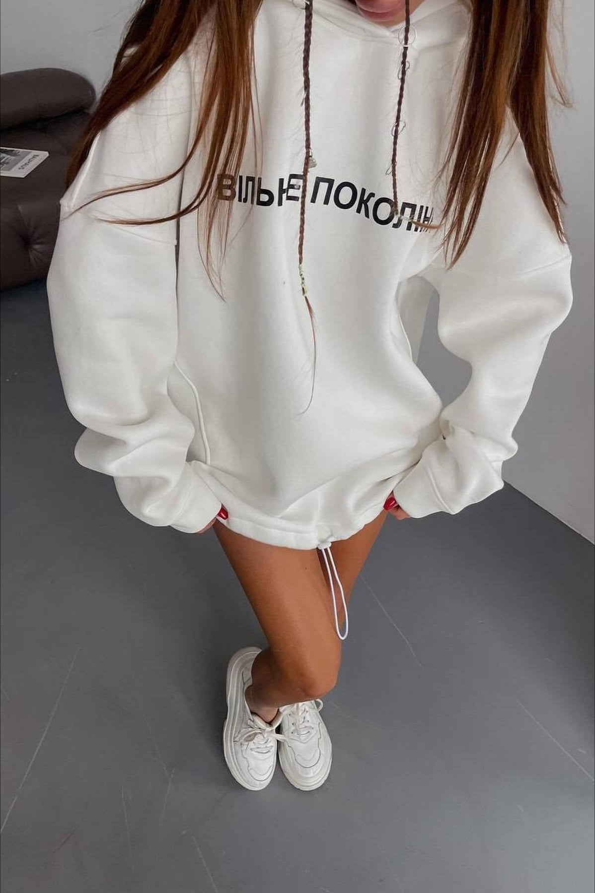 Oversized Long Sleeve Letter Print Hoodie