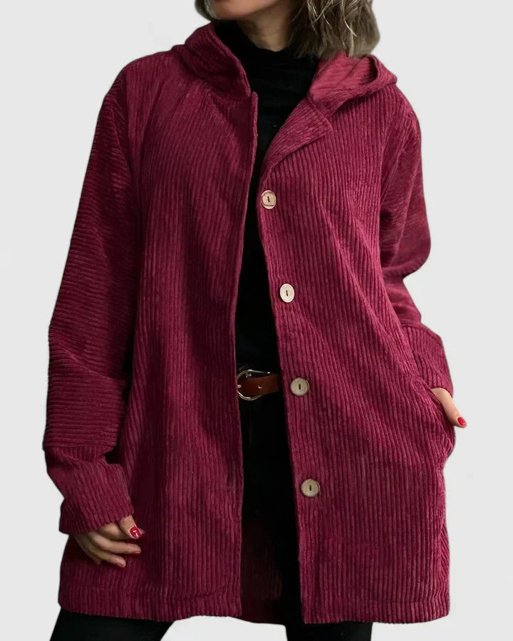 Hooded Corduroy Button Front Pocket Jacket 3
