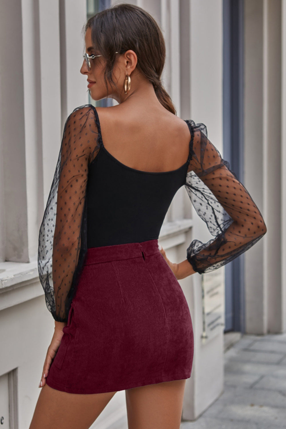Pocket Corduroy Hip A-line Skirt