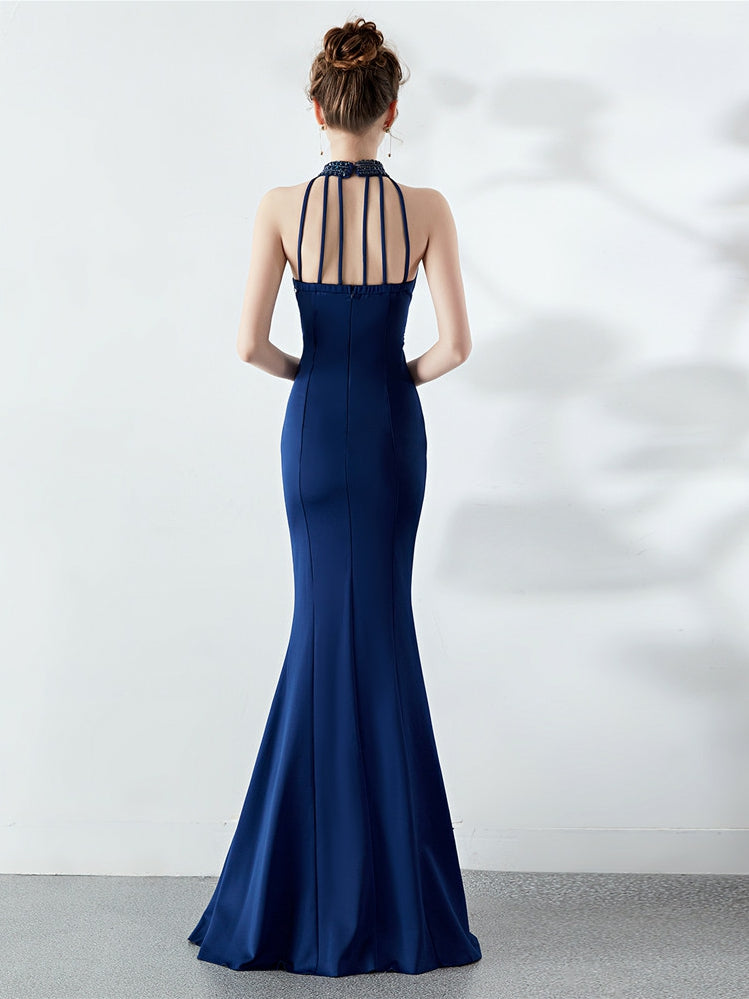 long style Halter evening dress