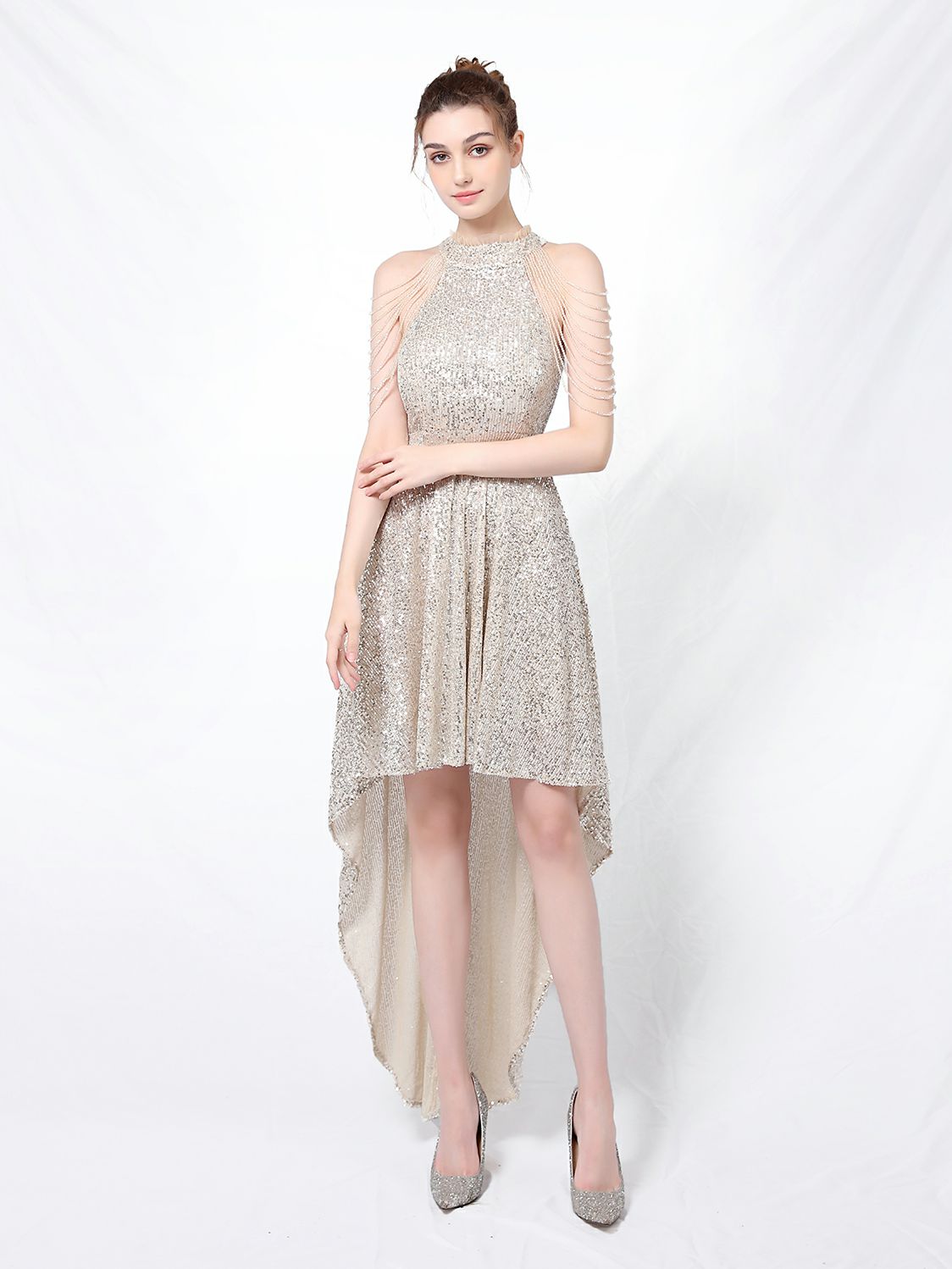 Slim and slim mid length evening dress