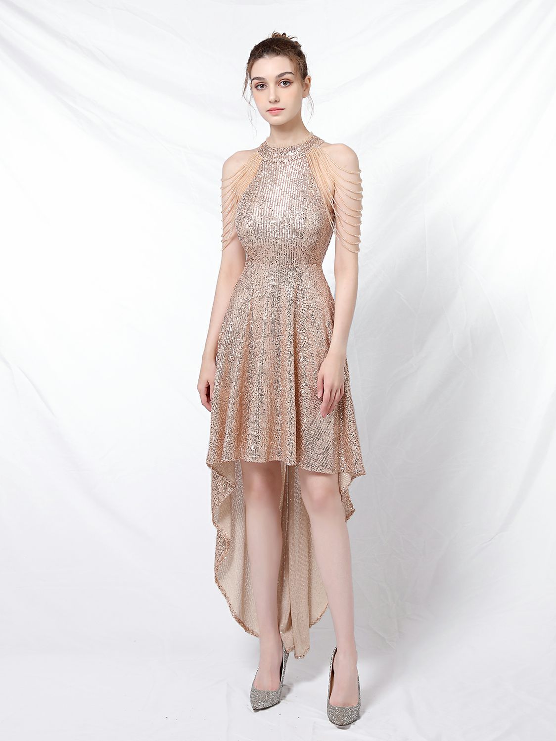 Slim and slim mid length evening dress