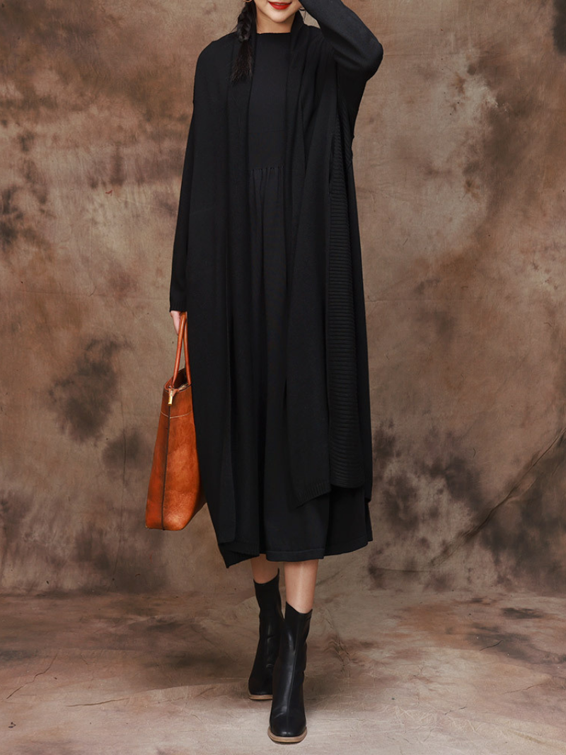 Shawl Collar Open Front Side Pocket Long Cardigan Coat 8