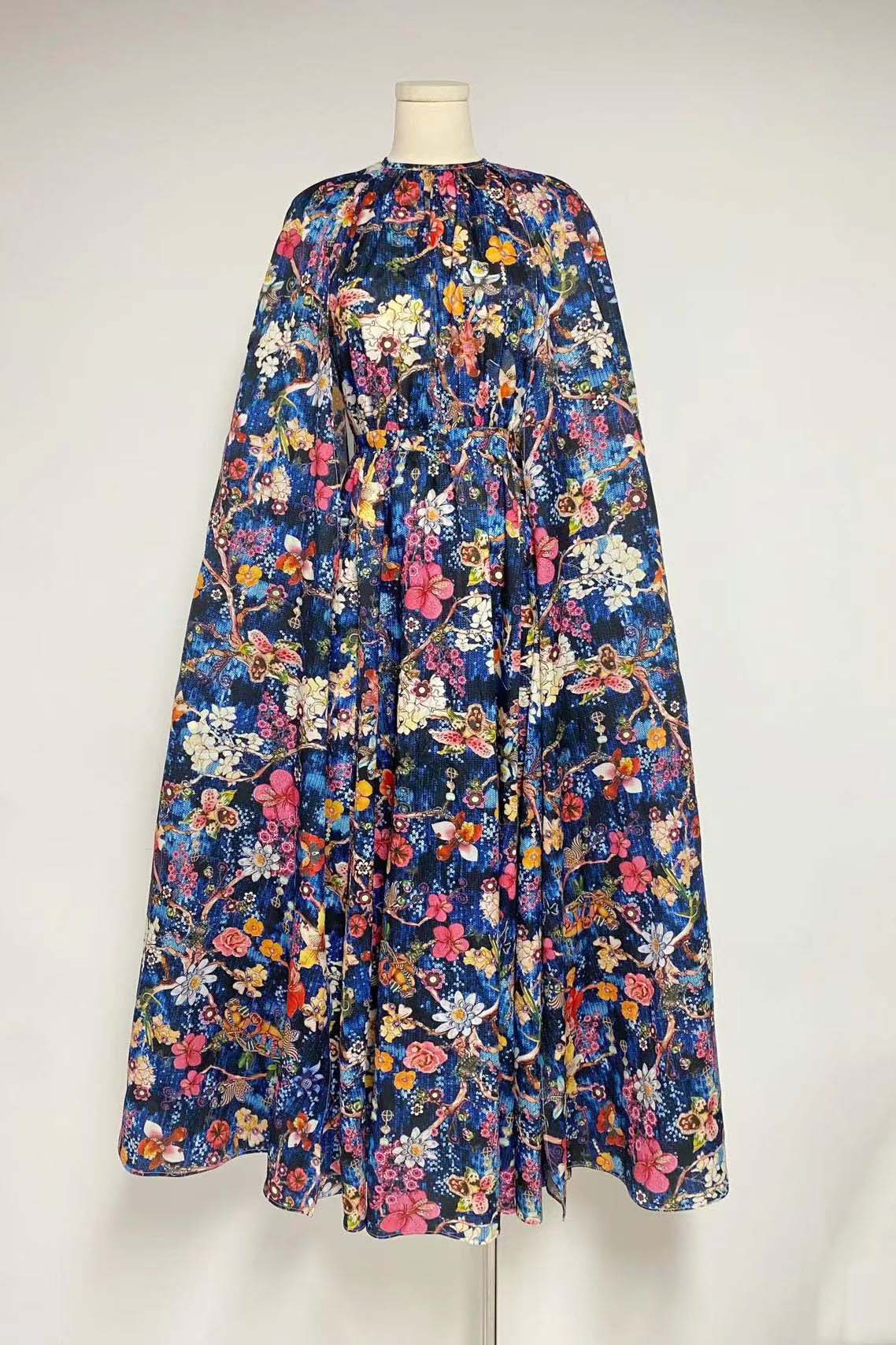 Gloria Statement Round Neck Cape Sleeve Maxi Dress Boutique Collection