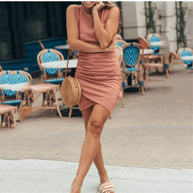 Ruched Side Bodycon Dress S / Red Short Bodycon Slim Dress