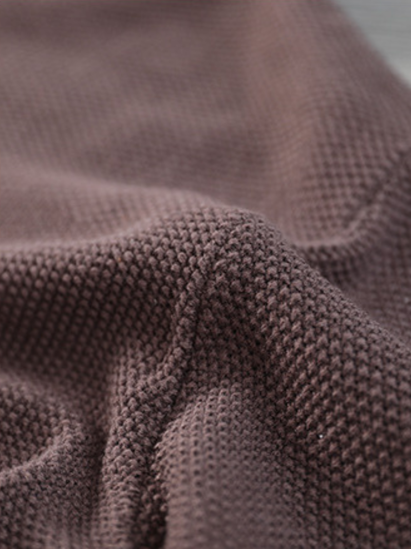Round Neck Patch Pocket Long Sleeve Loose Knit Sweater
