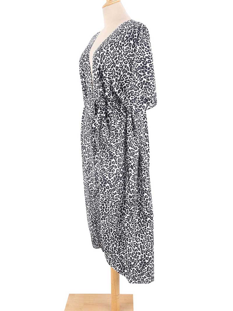 Tie-Dye Stripe Print Open Front Long Kimono Duster Robe 20